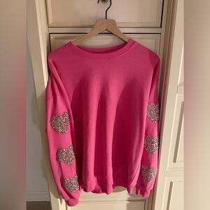 Pink Heart-Embellished Sweatshirt